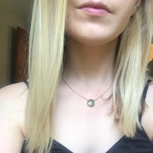 Gold Necklace with Green Stone